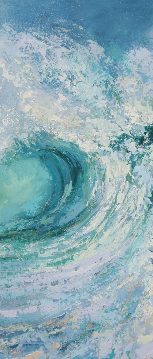 Wave in Soft Turquoise and light pink by Hannah  Bruce