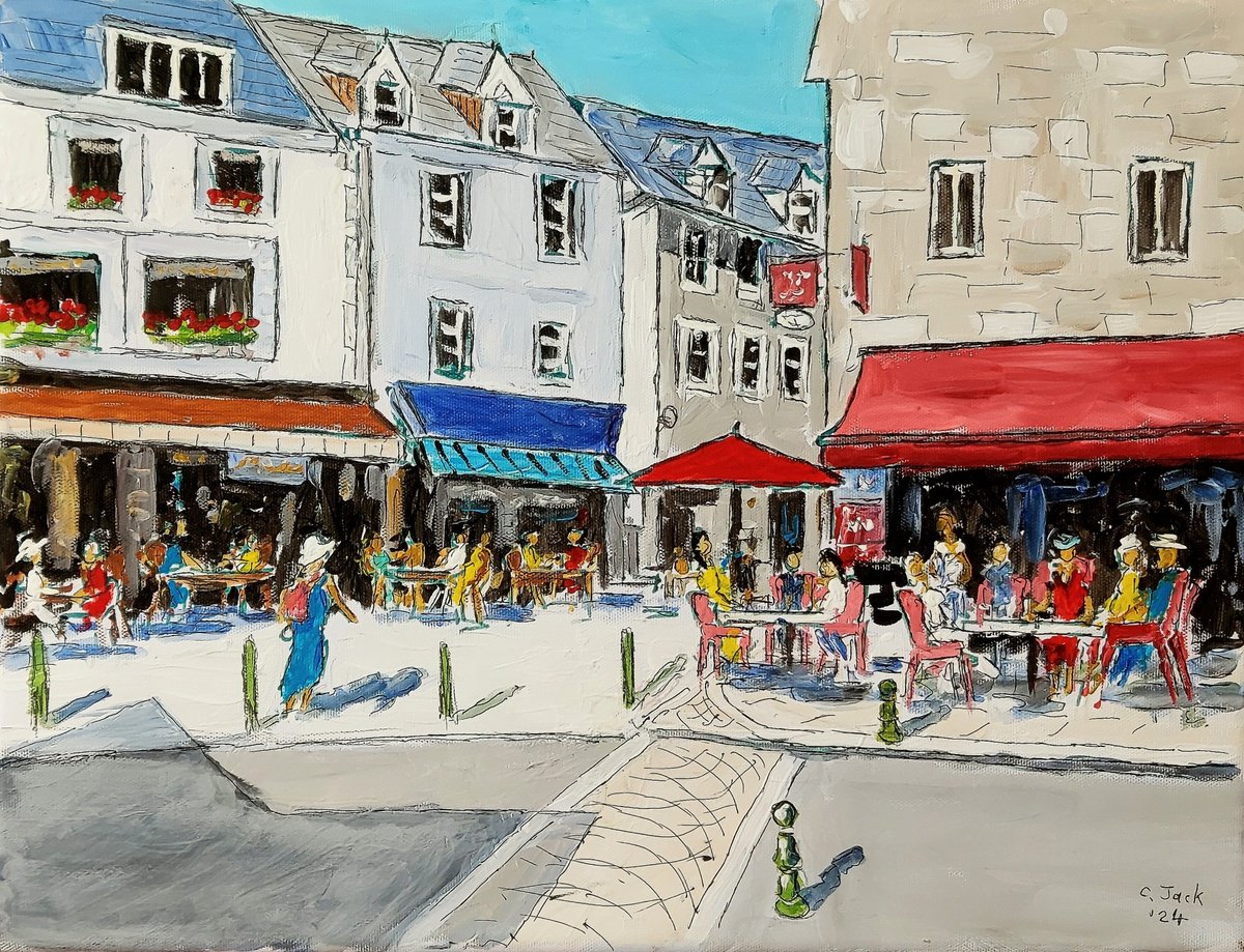 Cityscapes Acrylic Painting By Colin Ross Jack, 16 X 12, Roscoff #4, Original Artwork