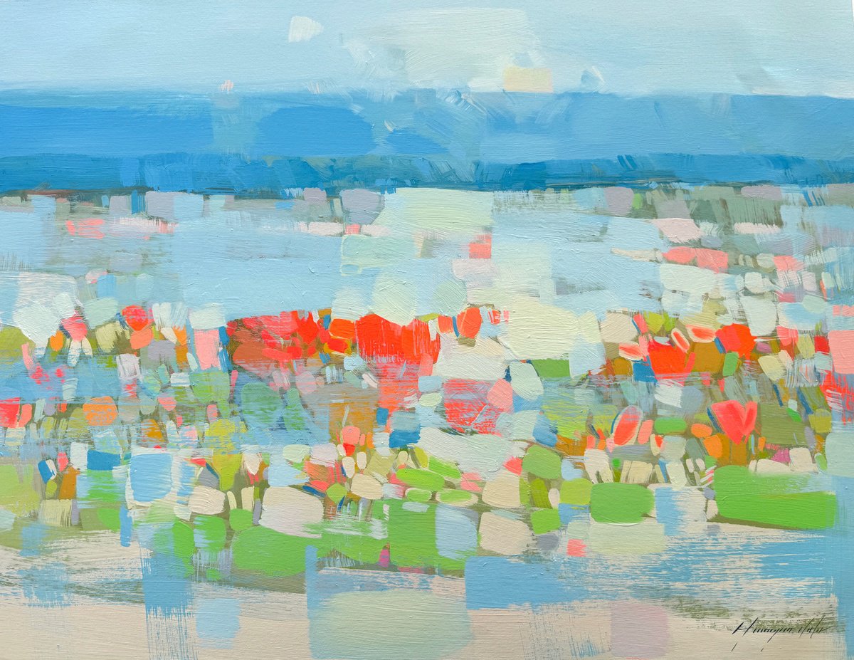 Impressionistic Landscape Oil Painting By Vahe Yeremyan, 31 X 24", Desert, Original Artwork