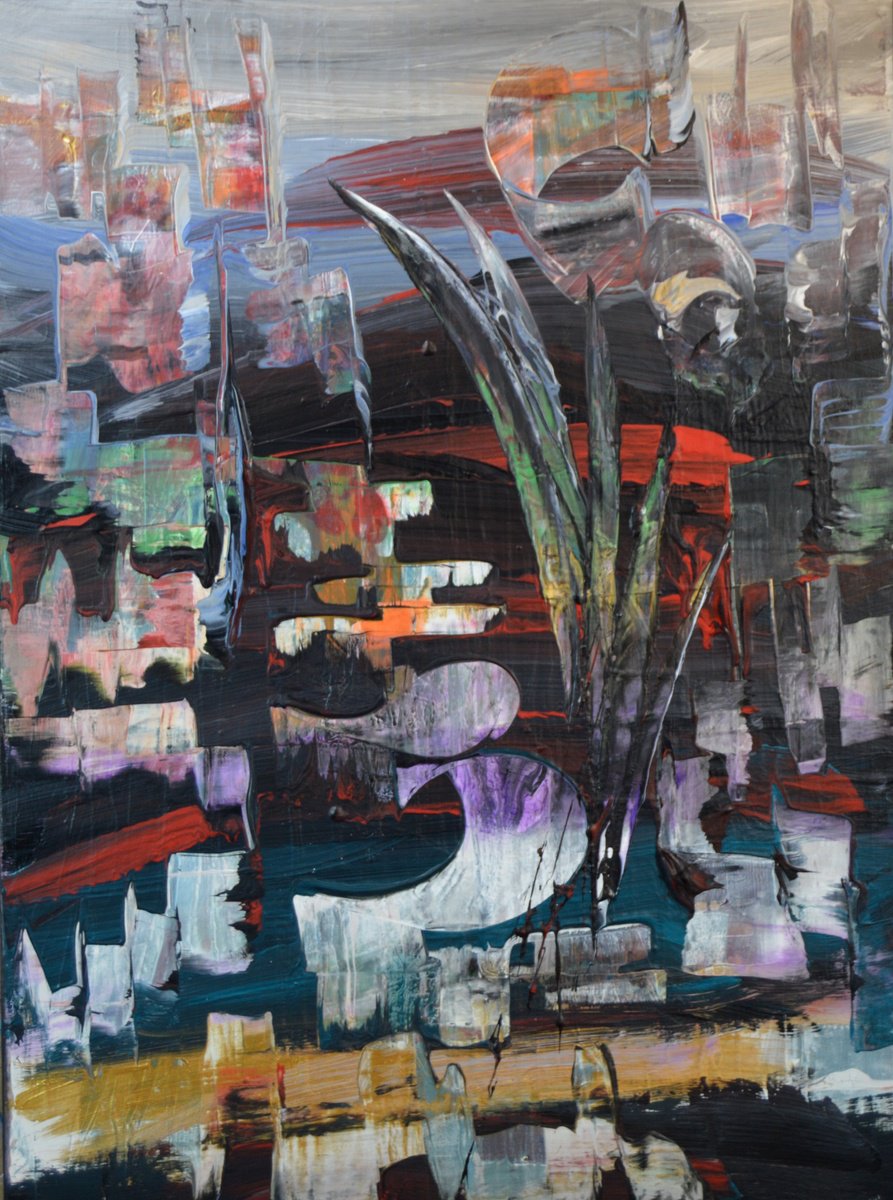 Surrealistic Landscape Acrylic Painting By Lucian Richards, 22 X 30", Fantasy, Original Artwork