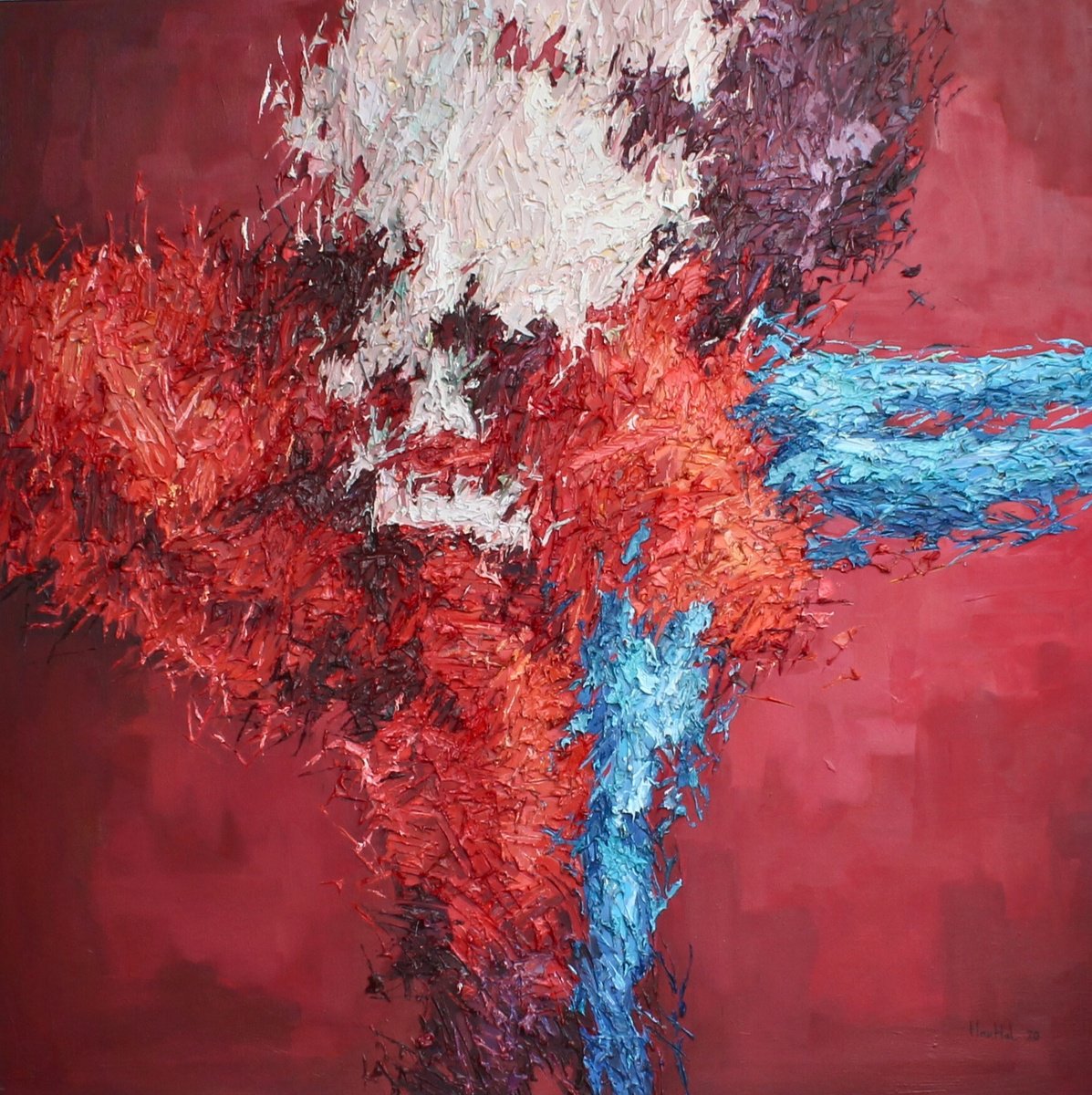 Organic Botanical Oil Painting By Olena Horhol, 31 X 31", Flowering 42, Original Artwork