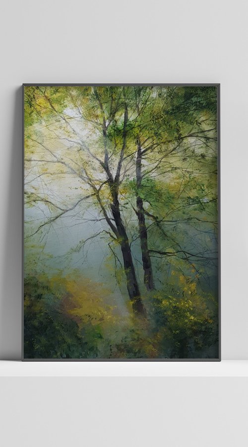 " Morning sunrays through the fog and trees " by Ivan  Grozdanovski