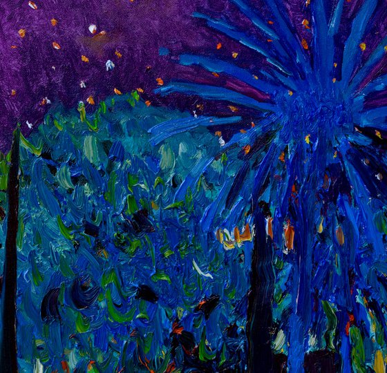 Sleeping Town with a Blue Palm Tree