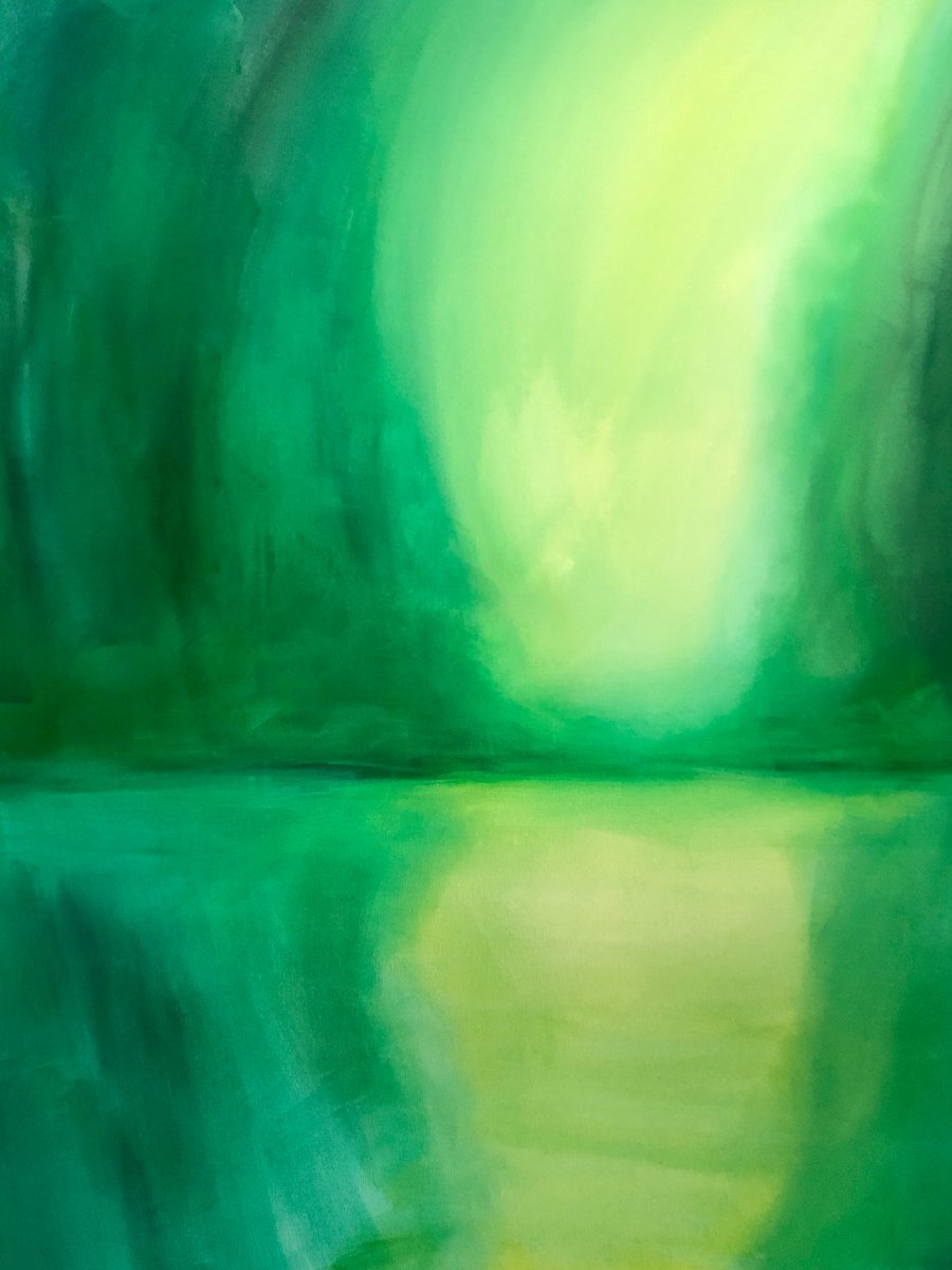 -?Green landscape in summer-, XXL minimalism abstraction artwork by Nataliia Krykun
