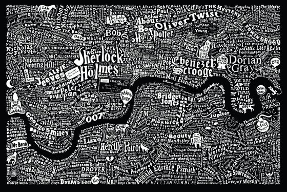 LITERARY LONDON MAP (Large black)