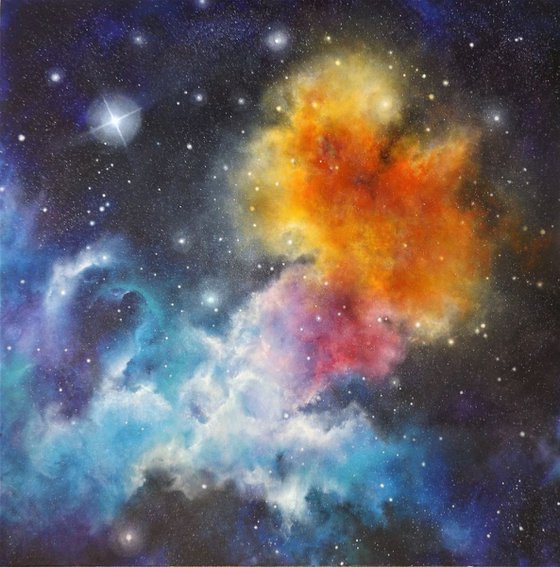 Fire & Ice - Space Painting, Astro Art