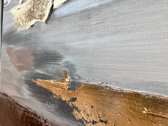 Textured gold and silver relief