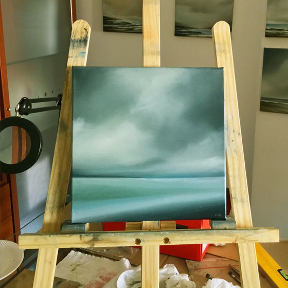 The Edge Of Teal - Original Seascape Oil Painting on Stretched Canvas