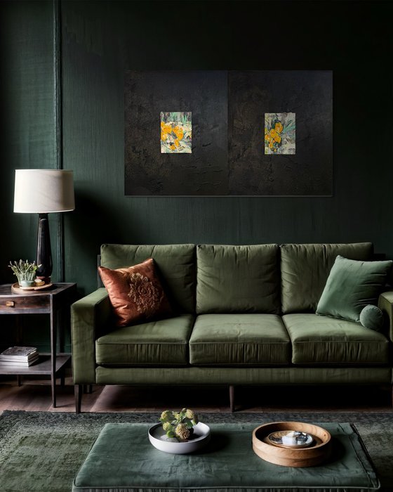 Light sprouting from darkness. Diptych