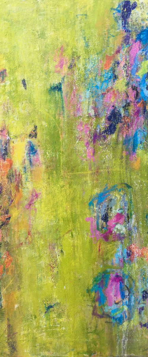 Field of Happiness - Large mixed media painting by Angela  Dierks