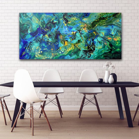 Summer night - large modern abstract painting art