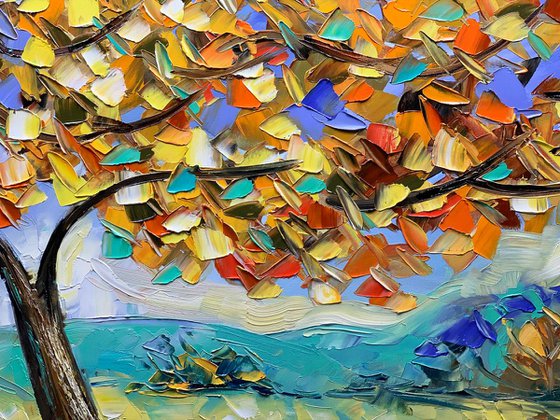 Surrounded In Gold Landscape Oil Painting 120 x 60, 48 inches