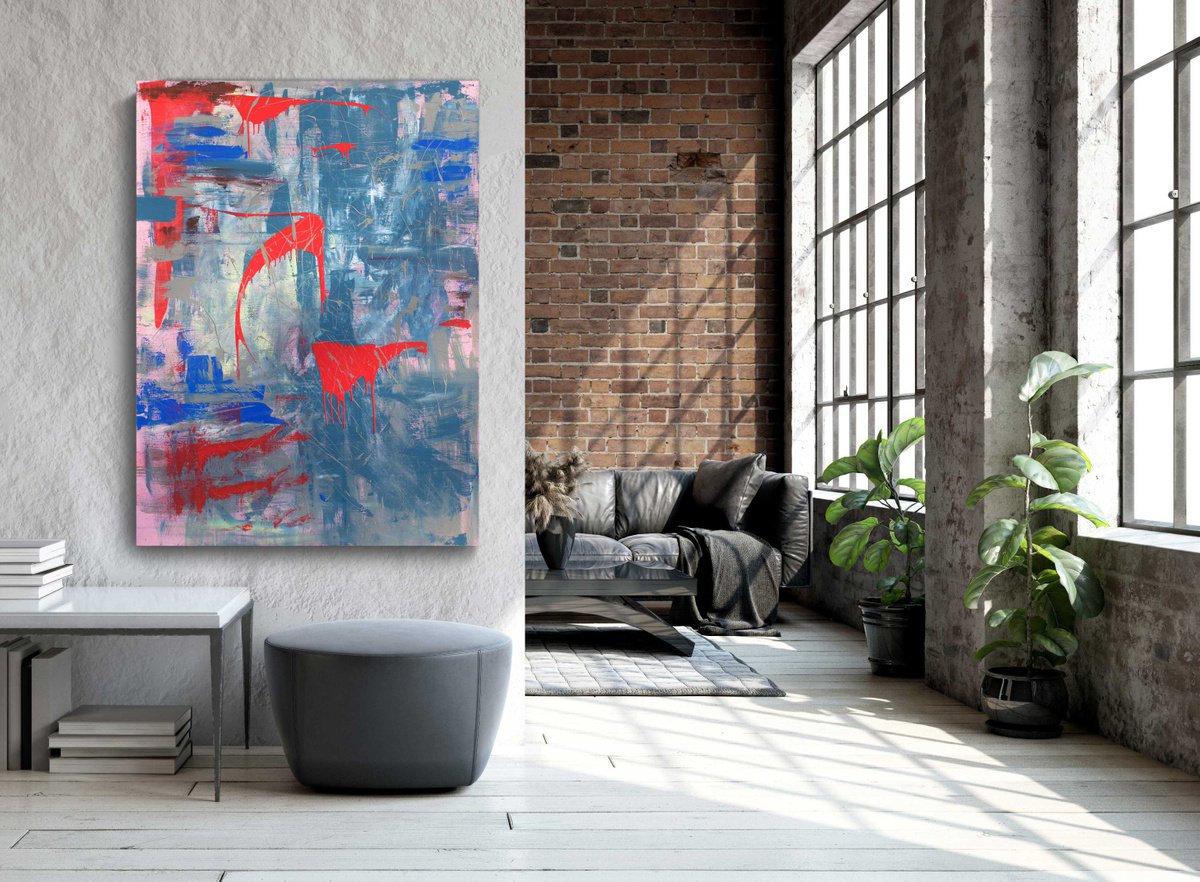 Abstract Acrylic Painting By Anatoliy Menkiv, 49 X 67, Idea #1, Original Artwork