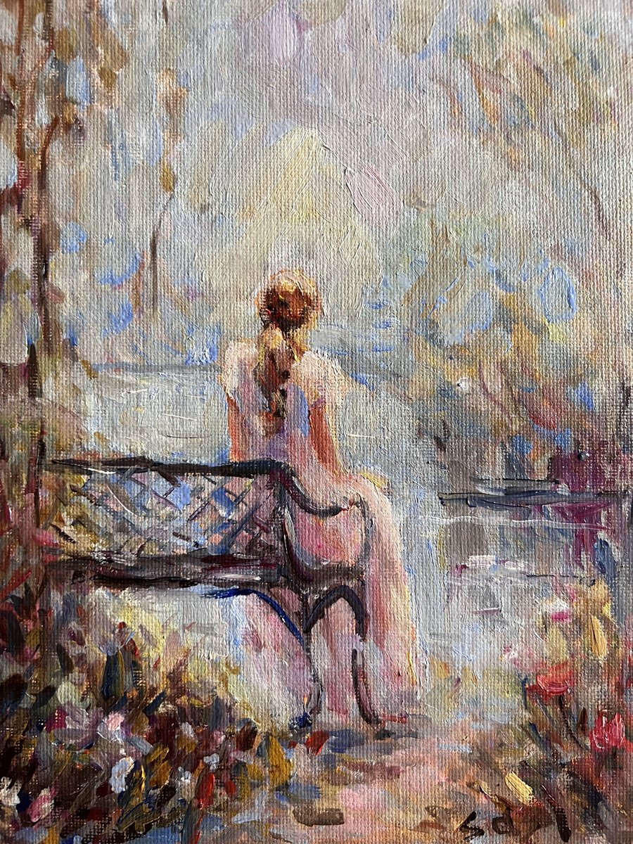 Impressionistic Botanical Oil Painting By Liubou Sas, 12 X 9", Calm, Original Artwork