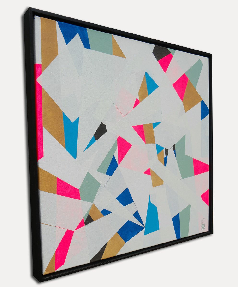 Fractured White And Neon Pink By Ronald Hunter, 33 X 33, Artwork For Sale On Artfinder