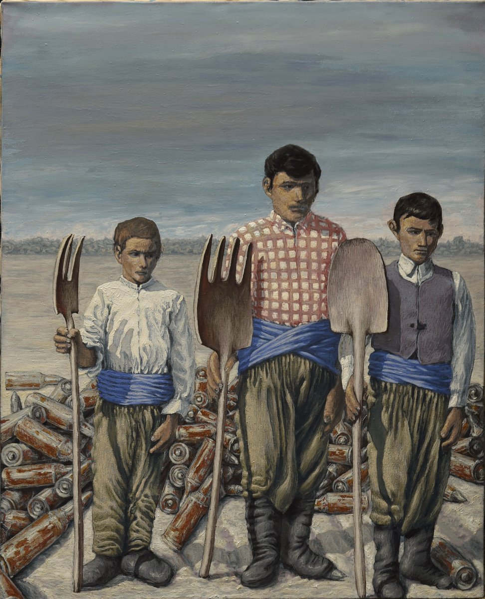 Portrait Oil Painting By Antonio Mele, 31 X 39, Work The Land Before Sowing., Original Artwork