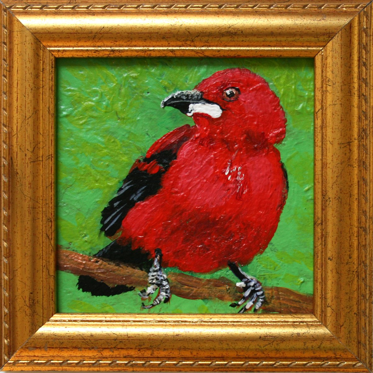 BIRD / framed / FROM MY A SERIES OF MINI WORKS BIRDS / ORIGINAL PAINTING by Salana Art