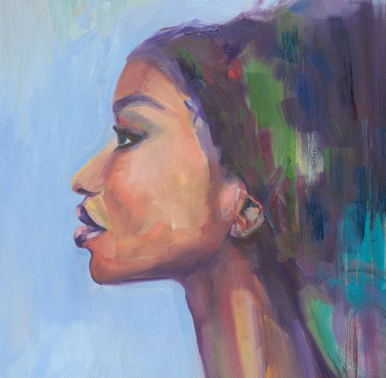 DIGNITY • African American woman portrait wall art / original oil painting and giclee prints