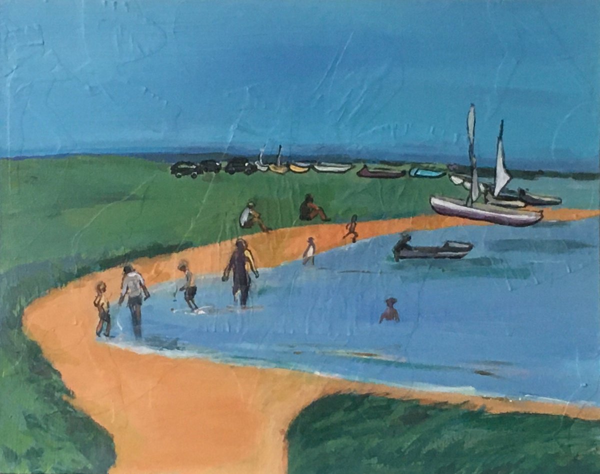 Impressionistic Landscape Acrylic Painting By Chihiro Kinjo, 20 X 16, Summer, Suffolk, Original Artwork