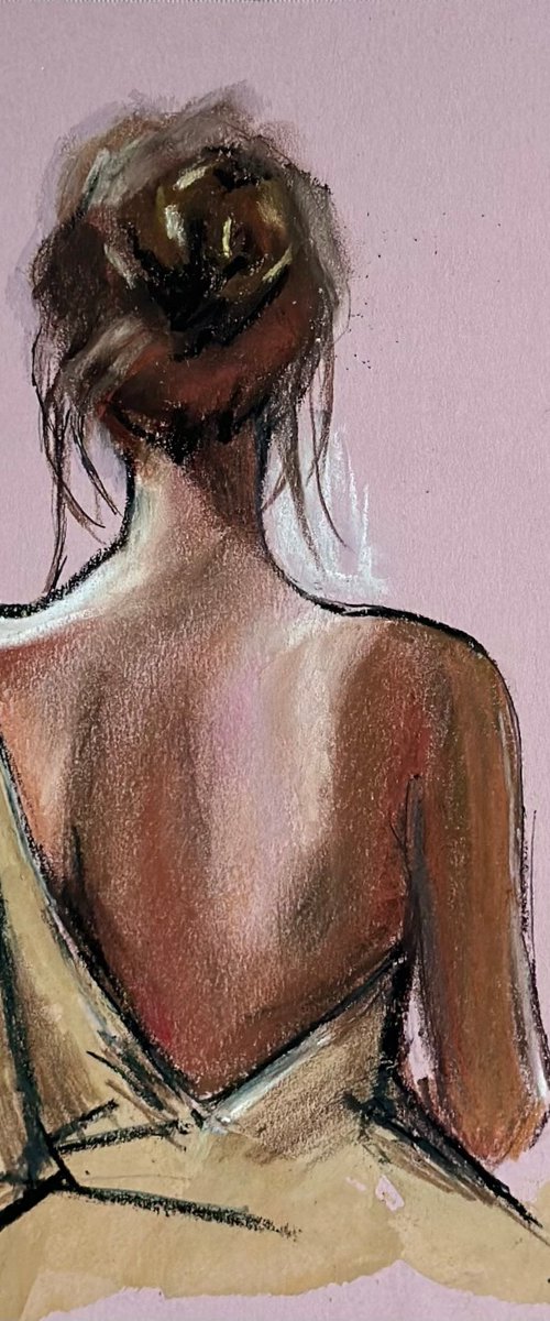 Sensual pastel artwork 20x20cm by Leysan Khasanova