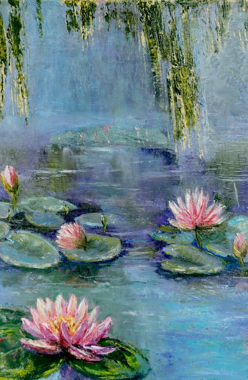 Lilies in Pond by Elvira Hilkevich