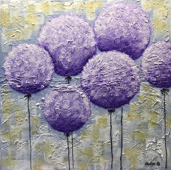 Purple Lollipops - Abstract Textured Painting
