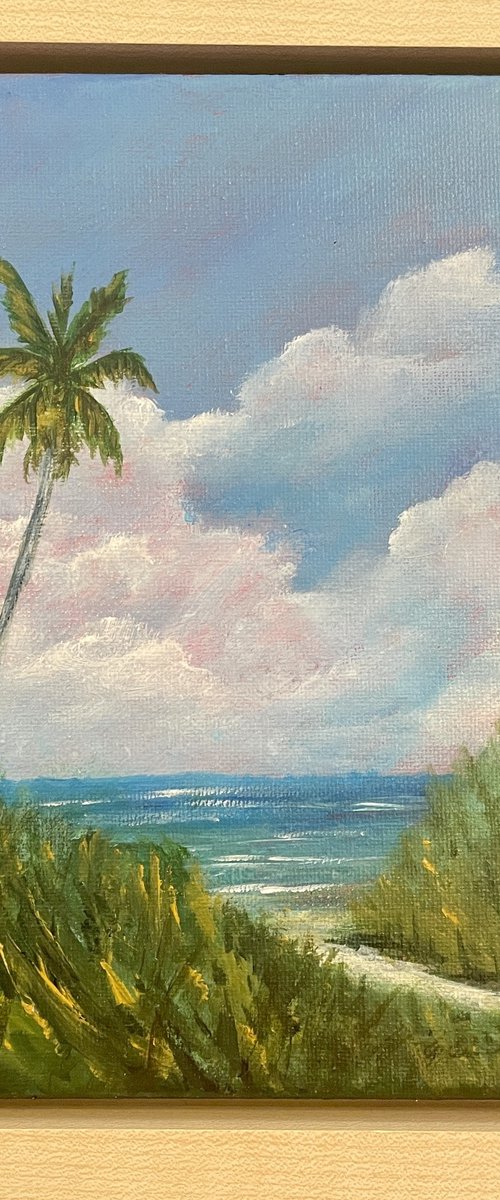 Original Acrylic Palm n Clouds by Rosie Brown