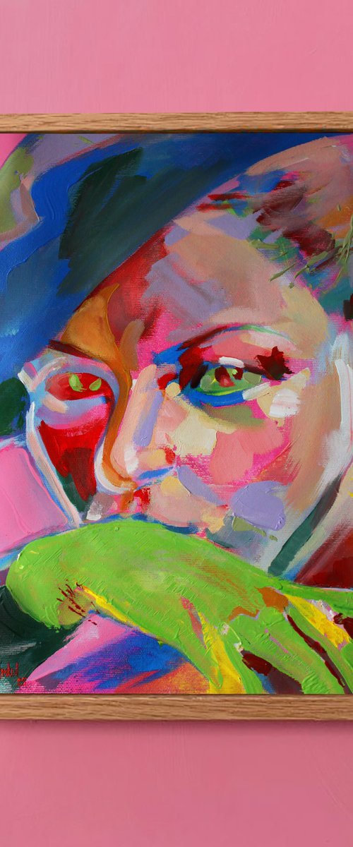 Blue Beret, Green Glove by Iryna Tymkul