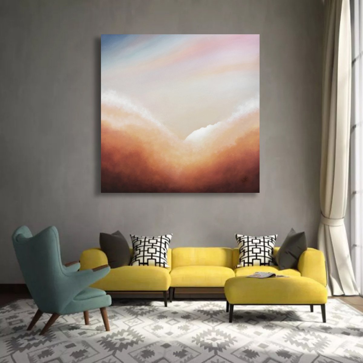 Large Abstract Landscape 02 - Oil Painting on Canvas 100×100 cm