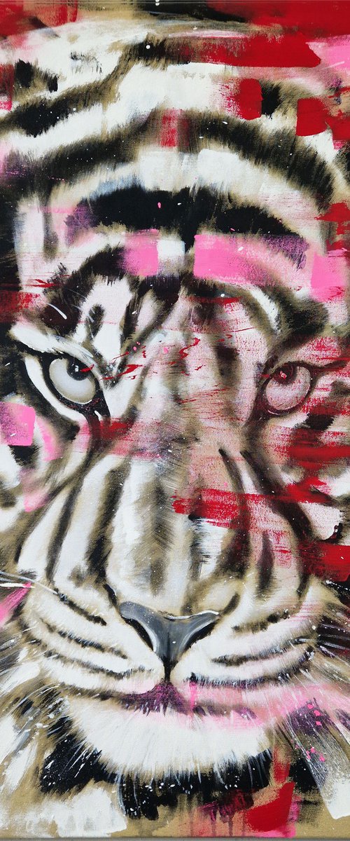 Big Cat - TIGER #12 in neon pink by Stefanie Rogge