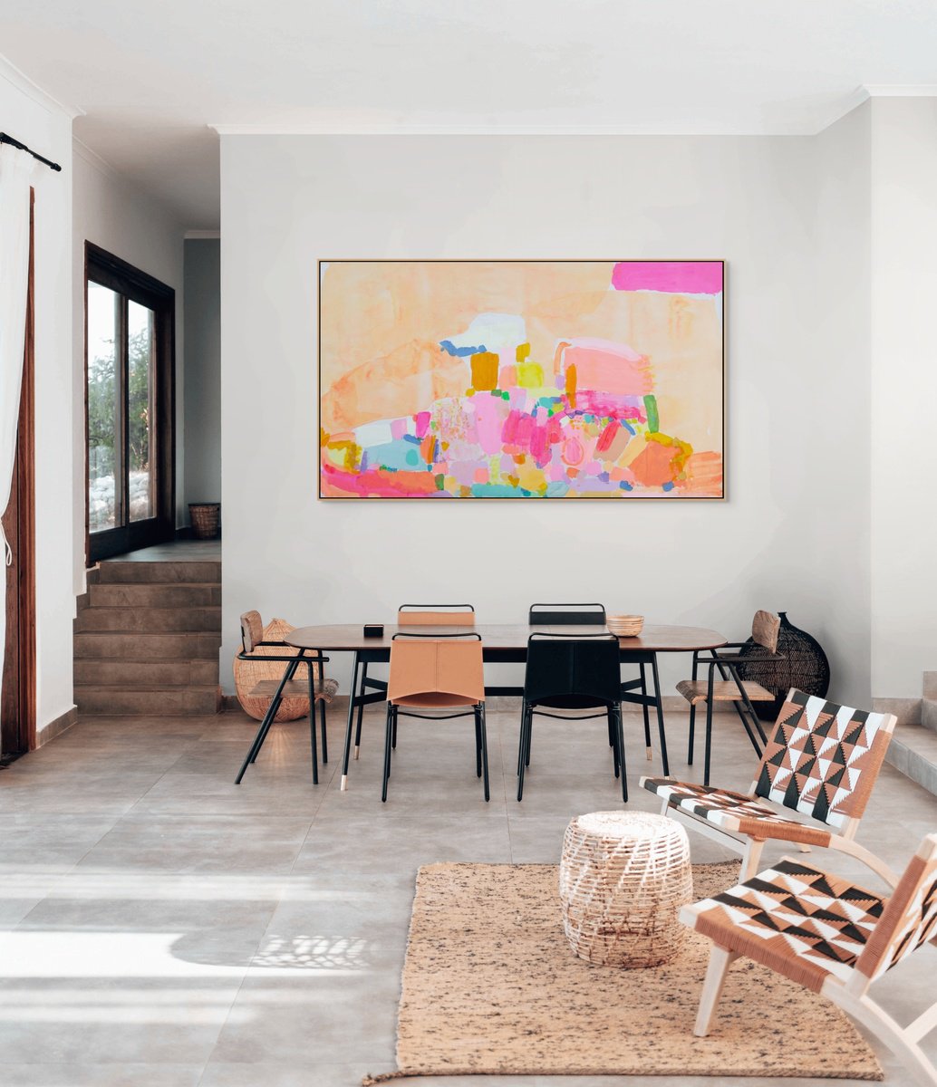 Organic Abstract Acrylic Painting By Kathryn Sillince, 69 X 43", 