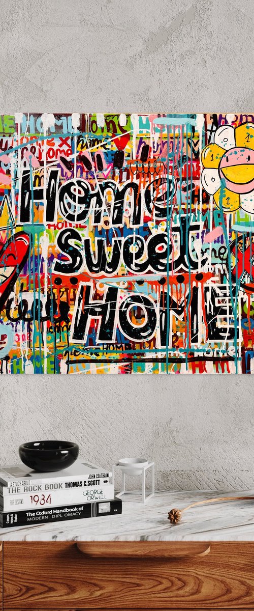 Viva La Casa, Sweet Home (100x73CM)ready to hang by Mercedes Lagunas