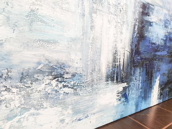 Blue abstraction, large painting, large wall decor, abstraction art , abstract painting