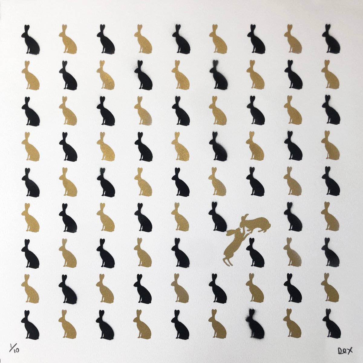 Bunny Love (Gold Stencil) by Dex