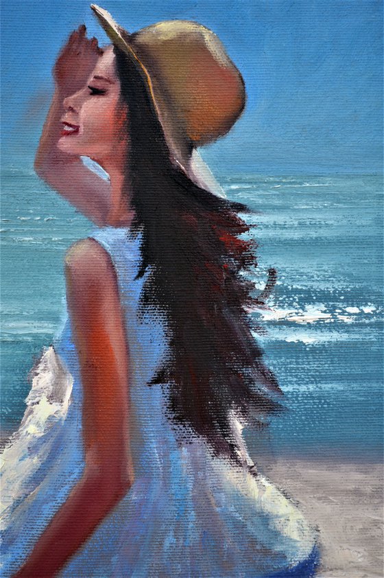 Summer, sea, beach, girl