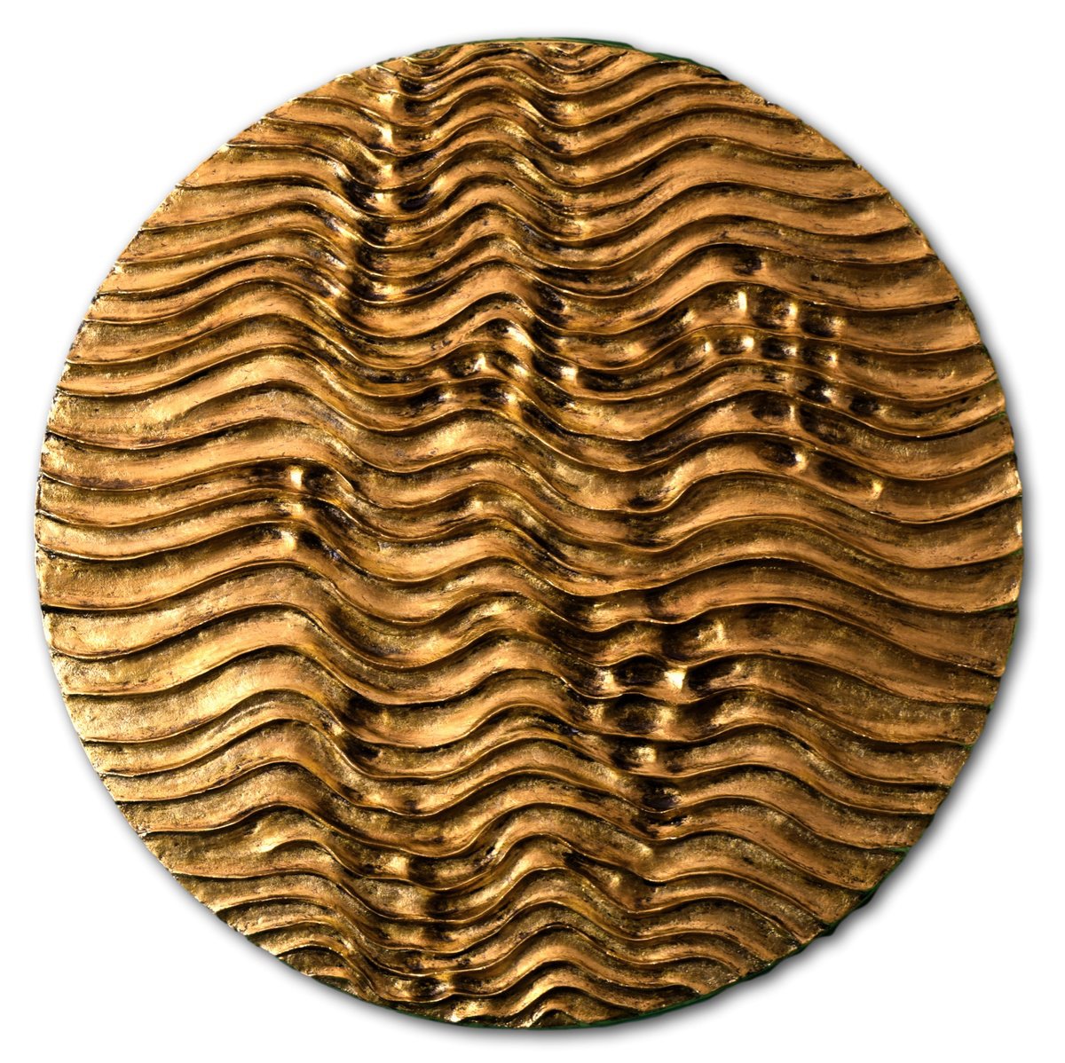 Round Erosion 07/10 Aged Gold Wall Sculpture Relief by Giulia Madonia Artfinder