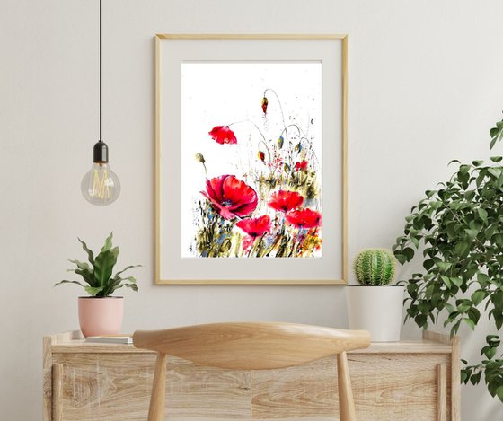 Red flowers Poppies Painting