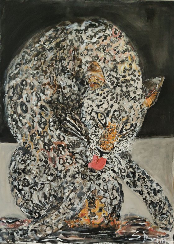 Leopard Acrylic artwork 73x100