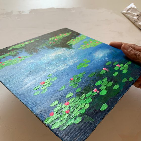 Monet’s water lilies ! Small knife painting!