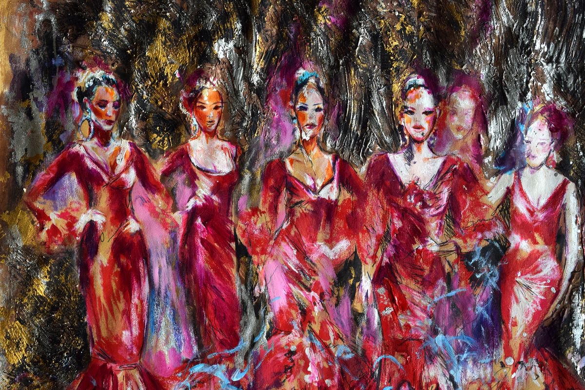 Flamenco Dancers / 53 cm x 48 cm by Anna Sidi-Yacoub