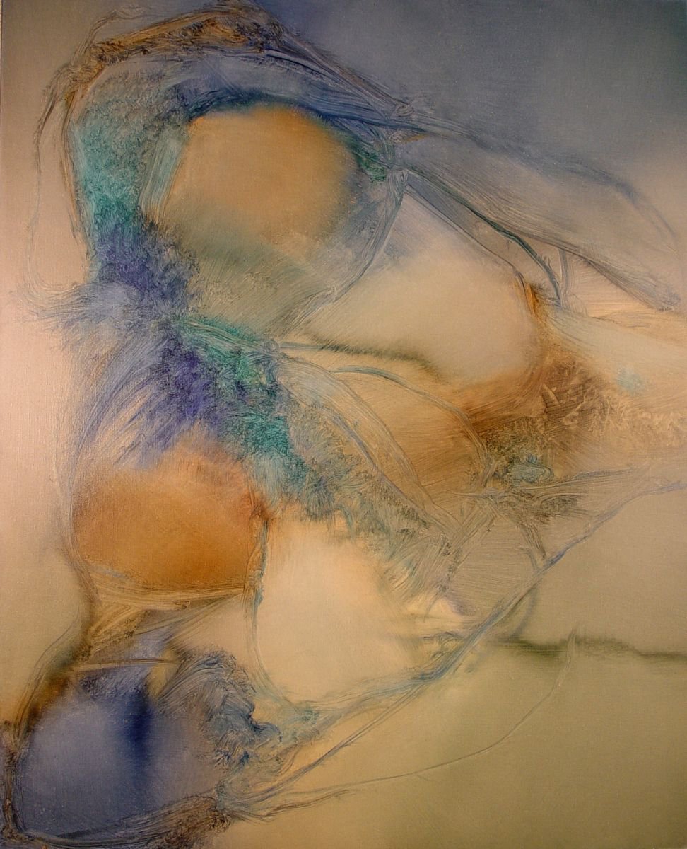 Abstract Oil Painting By Frederic Belaubre, 32 X 39, Metafigure #31, 100X81 Cm, Original Artwork