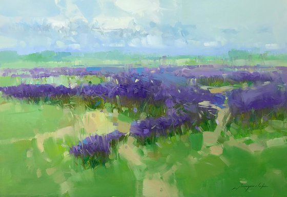 Lavenders, Original oil painting, Handmade artwork, One of a kind