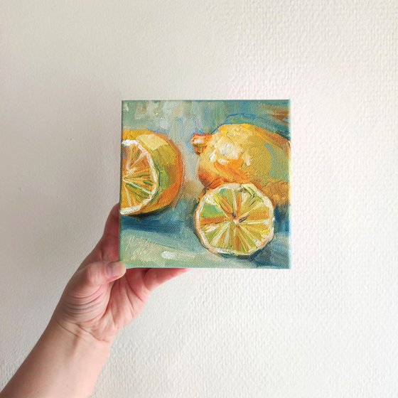 Sliced Lemons. Still Life Oil Painting