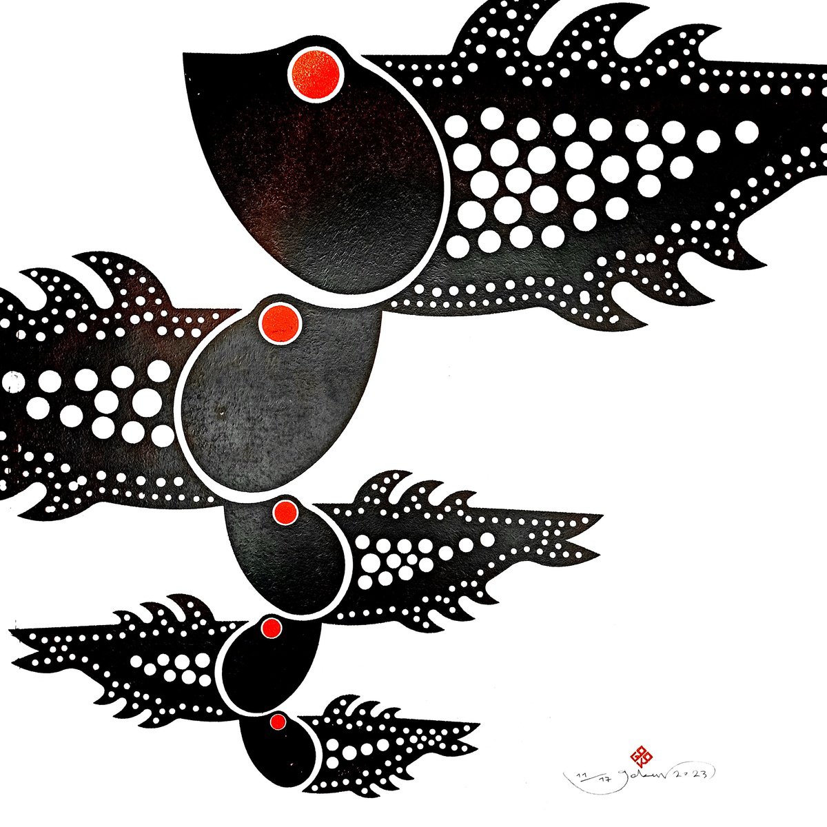 Graphic Screenprint , Fish In Rhythm By Gokhan Okur, 20 X 20, Artwork For Sale On Artfinder