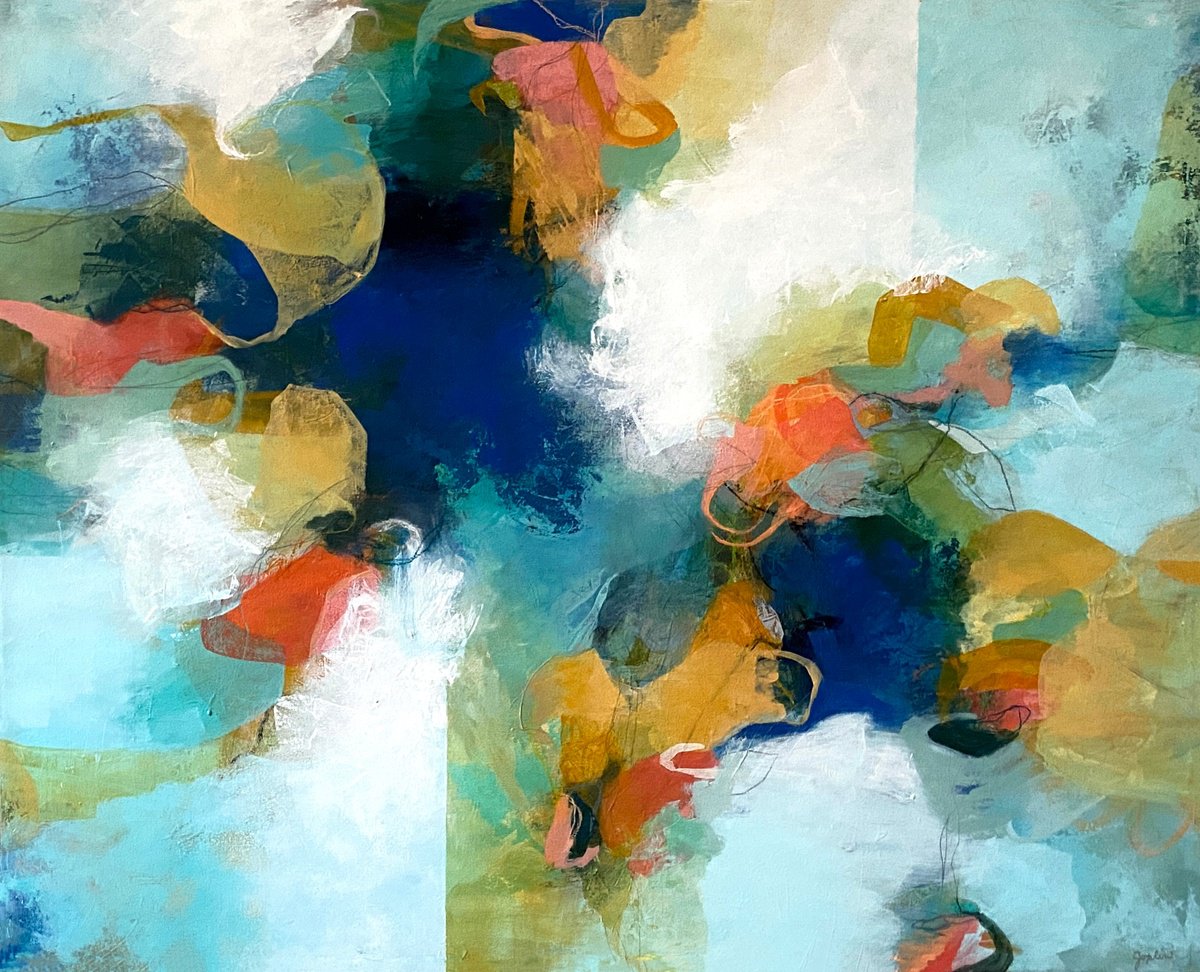 Organic Abstract Acrylic Painting By Debbie Joplin, 60 X 48, Dynasty, Original Artwork