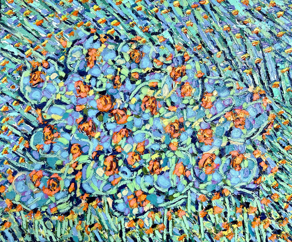 Impressionistic Botanical Oil Painting By Ann Parks Mccray, 24 X 20, Plucky Pals, Original Artwork