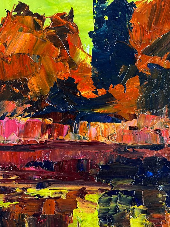 The Sunset is Reflected in the River