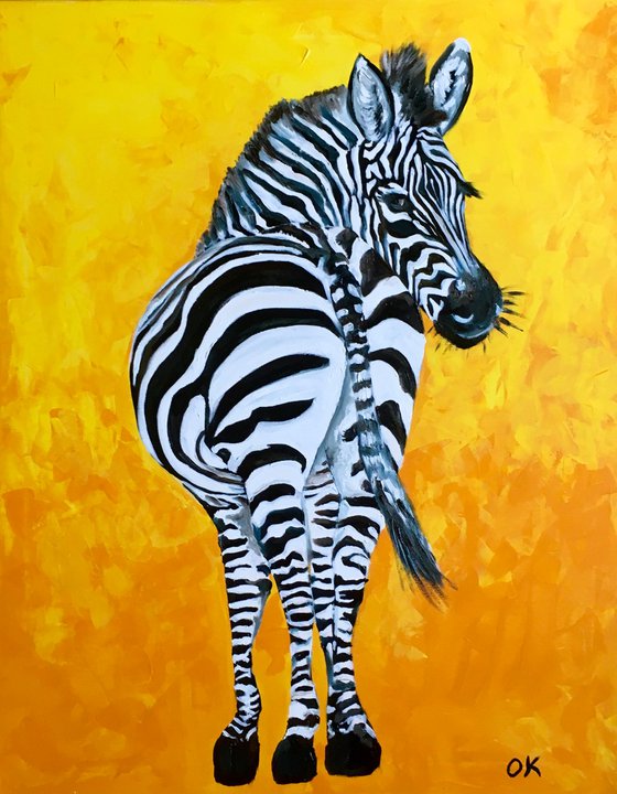 ZEBRA  on golden background.