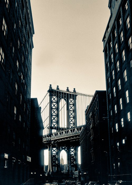Brooklyn Bridge - New York ( Vintage Print ) by Stephen Hodgetts Photography