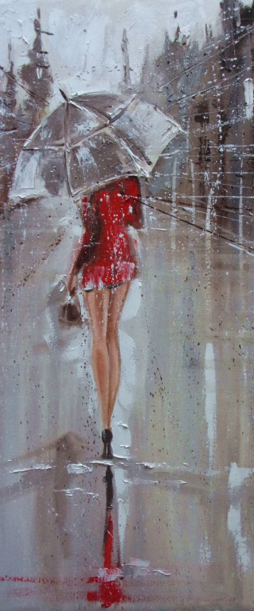 " BLANK CITY ... "   street WINTER lockdown original painting CITY palette knife GIFT by Monika Luniak